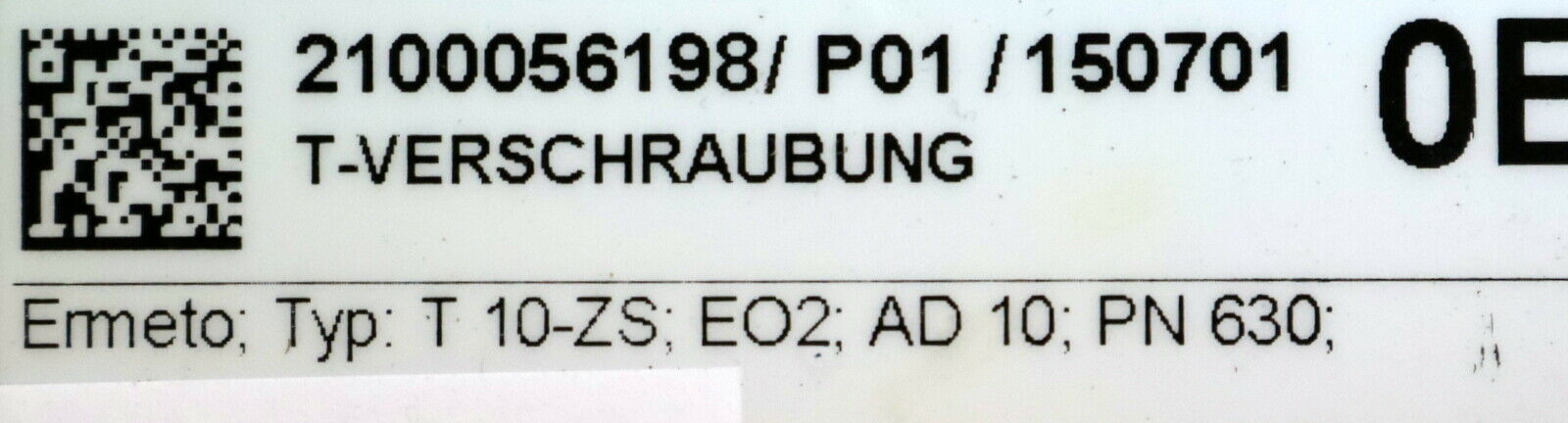 ERMETO 6x T-Verschraubung T10-ZS AußenØ10mm PN630 unbenutzt 6 Stück im Paket
