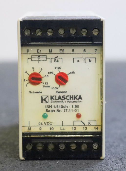 KLASCHKA Drehzahl-Messrelais ISN 1/410ch-1.60 SNr. 17.11-01 Spannung U = 24VDC