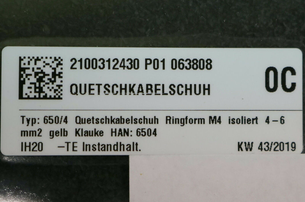 222x Quetschkabelschuh 222x Crimp terminal Typ 650/4 Ringform M4 isoliert