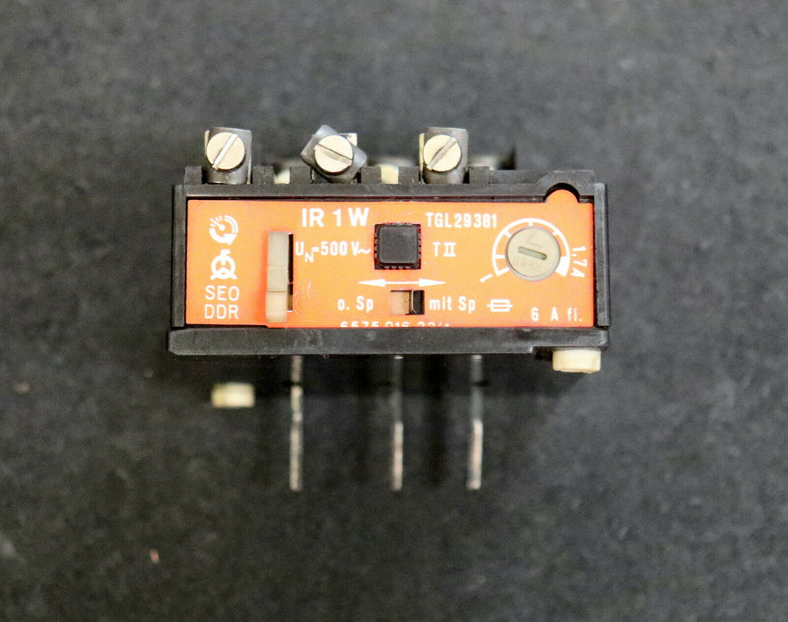 DDR SEO EAW Thermisches Überstromrelais IR 1 W 1-1,7A UN=500VAC - gebraucht