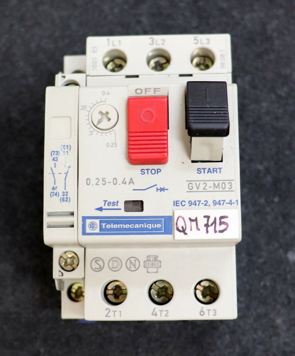 TELEMECANIQUE Motorschutzschalter GV2-M03 0,25-0,4A Ue=690V 50/60Hz Uimp=6kV