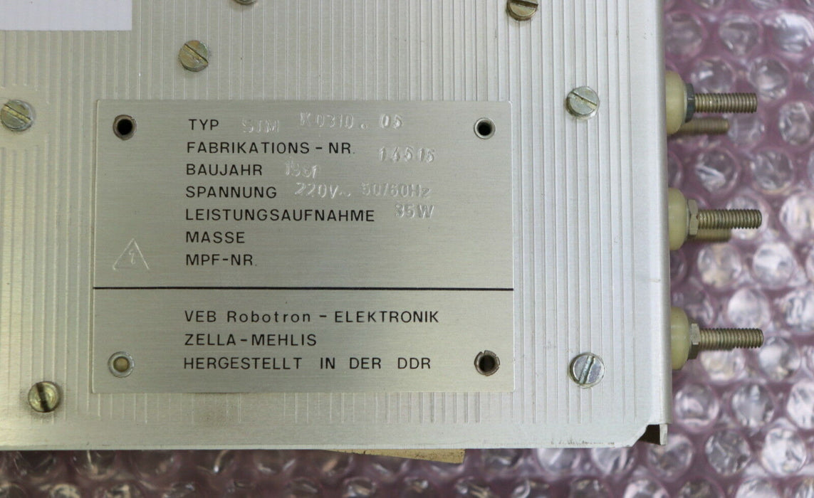 VEB ROBOTRON Stromversorgungsmodul STM K 0310.05 5V/3,3A/02 35W 220VAC 50/60Hz