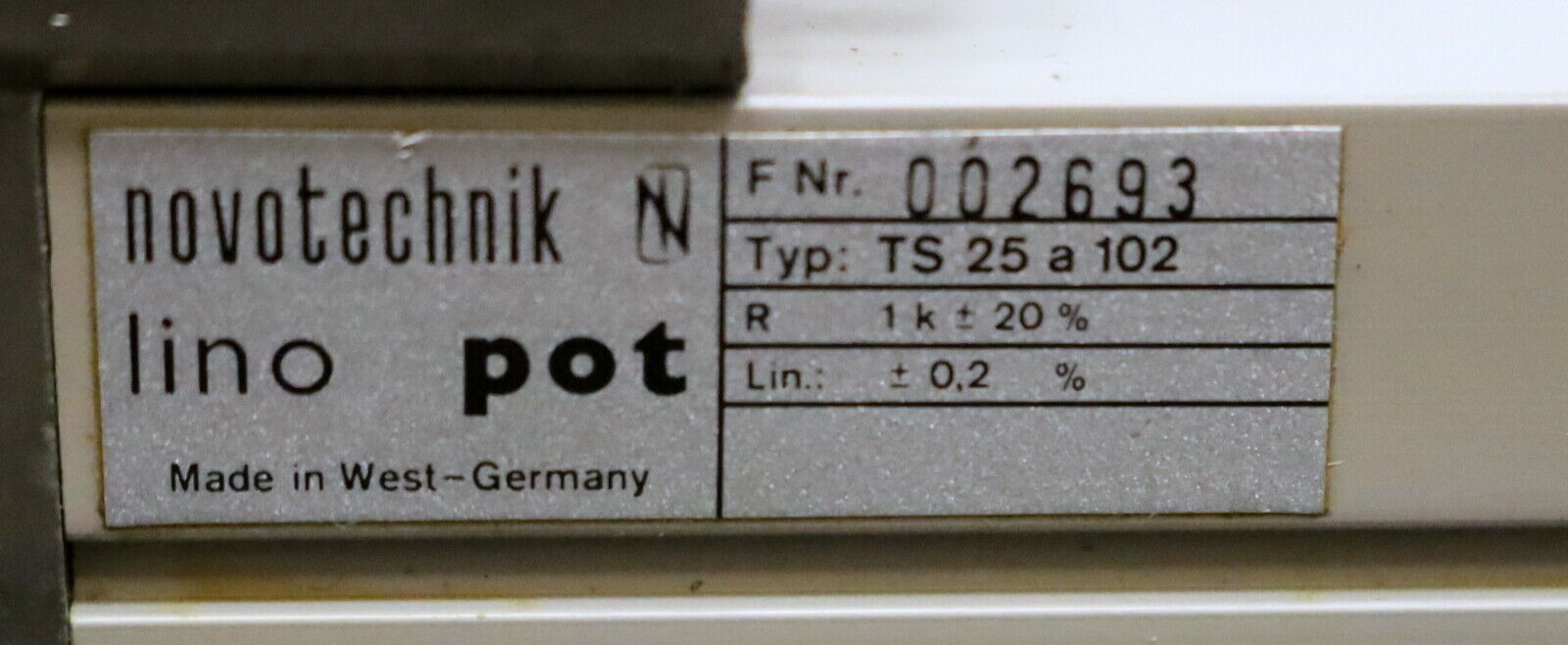 NOVOTECHNIK Lino Pot Kurzwegaufnehmer TS 25 a 102 * Linear Transducer Nr. 334005