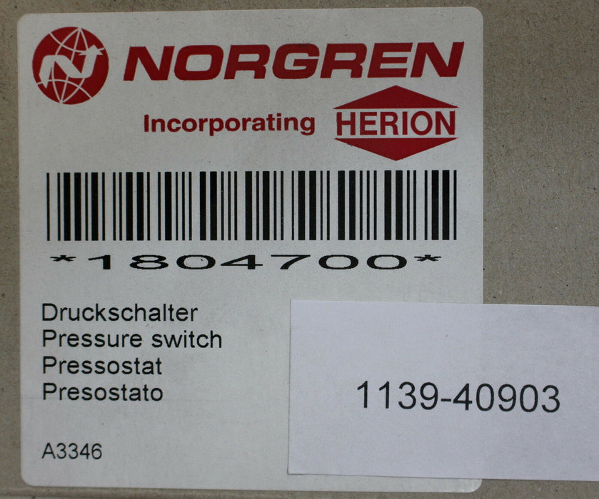 NORGREN Druckschalter pressure switch 1804700 0,5-10bar - 250VAC - 3A - 125VDC
