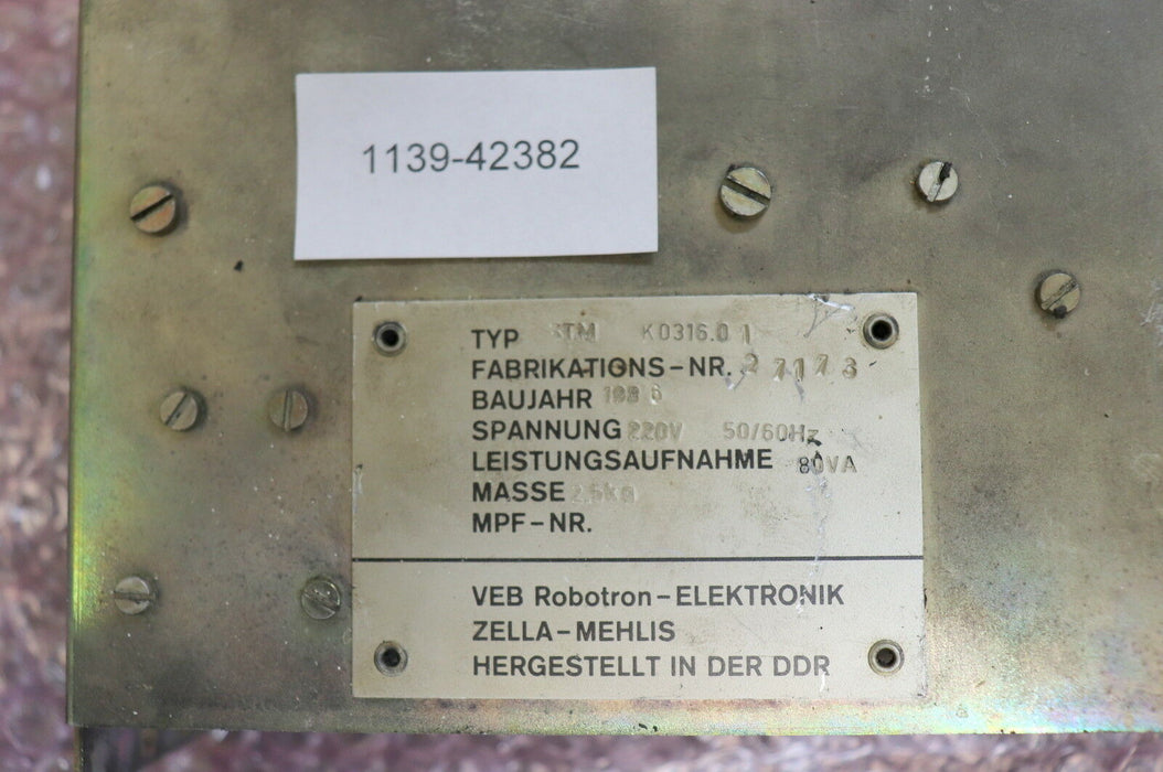 ROBOTRON STM 24V/2A/01 K0316.01 Spannung 220VAC 50/60Hz Leistungsaufnahme 80VA