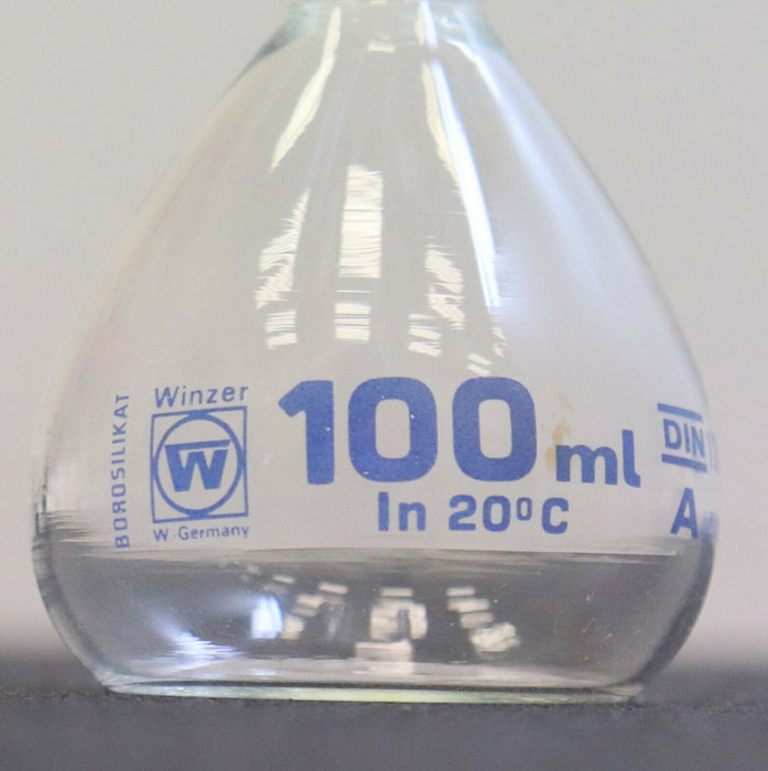 WINZER 6 Stück Glasmesskolben 100ml DIN 12664 A In 20°C mit Kern 14/23