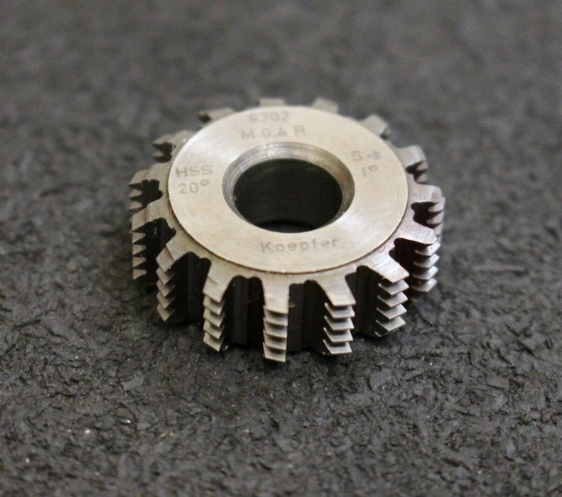 KÖPFER Vollstahl-Wälzfräser m= 0,4mm 20° EGW 1gg. rechts 15 Spannuten