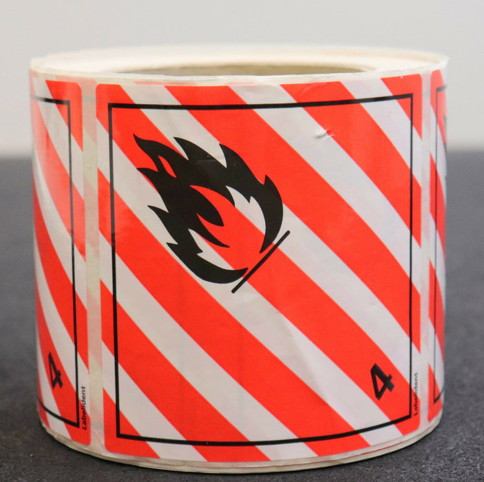 LABELident.com + HH 800 Stück Gefahrgutaufkleber 4 Endzündbare Stoffe 100x100mm