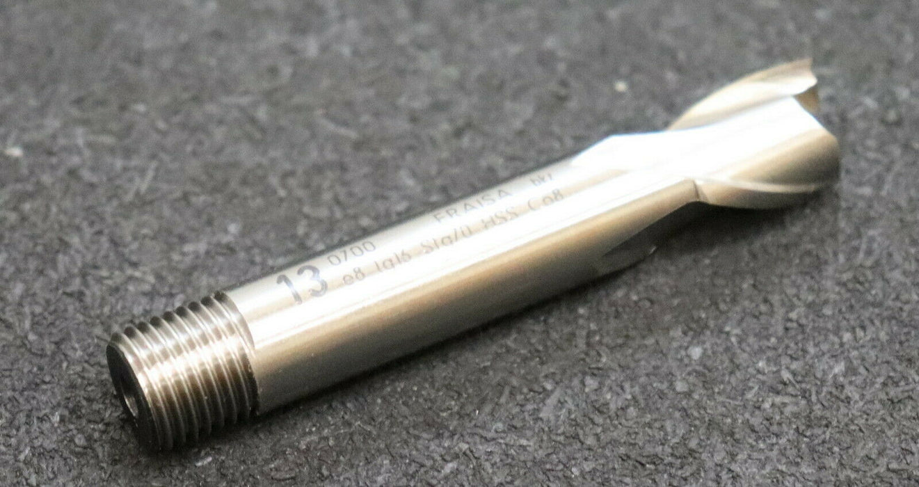 FRAISA 2 Stück Schaftfräser mit Gewinde e8 lg16 Stg70 Ø 13mm 2-Schneider HSS-Co8