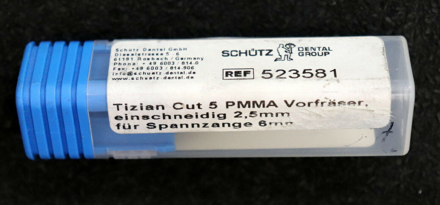 SCHÜTZ DENTAL 1 Stück T11-Vorfräser 523581 2,5mm für PMMA für Spannzange 6mm