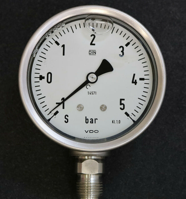 VDO Manometer -1…5bar Durchmesser 100mm Anschluss G 1/2" Glycerinfüllung Kl. 1,0