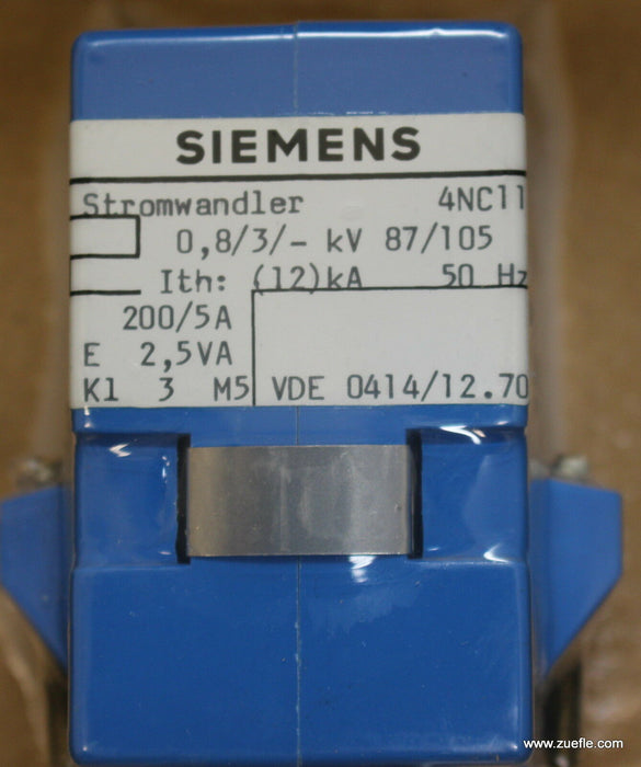 SIEMENS Stromwandler 4NC11 22 0,8/3 – 87/105kV Ith=12kA 50Hz 200V/5A E = 2,5VA K