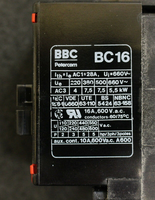 BBC PETERCEM Schütz Contactor BC16-30-10 220VDC Ith=28A Ui=690VAC