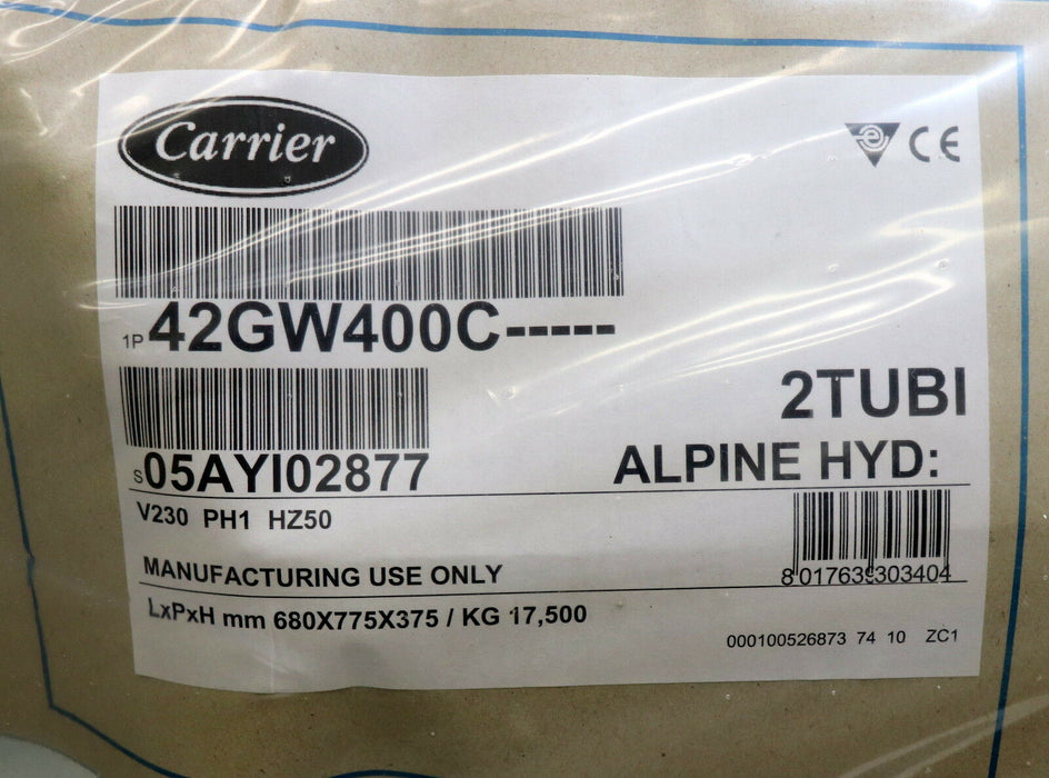 CARRIER Kaltwasserklimagerät Deckeneinbaukassette 42GW400C 2TUBI Alpine HYD.