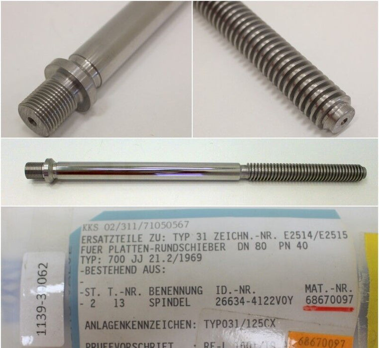 PERSTA Spindel Pos.13 in Gewindeausführung f. Plattenrundschieber DN80/PN40