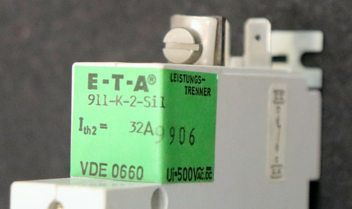 ETA Leistungstrenner 911-K-2-Si1 Ith2= 32A Ui=500VAC/DC VDE0660
