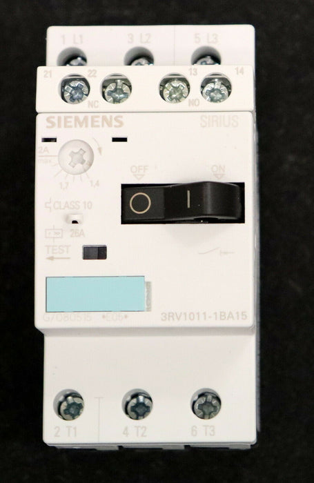 SIEMENS 3 Stück Motorschutzschalter 3RV1011-1BA15 1,4-2,0A 1NO + 1NC