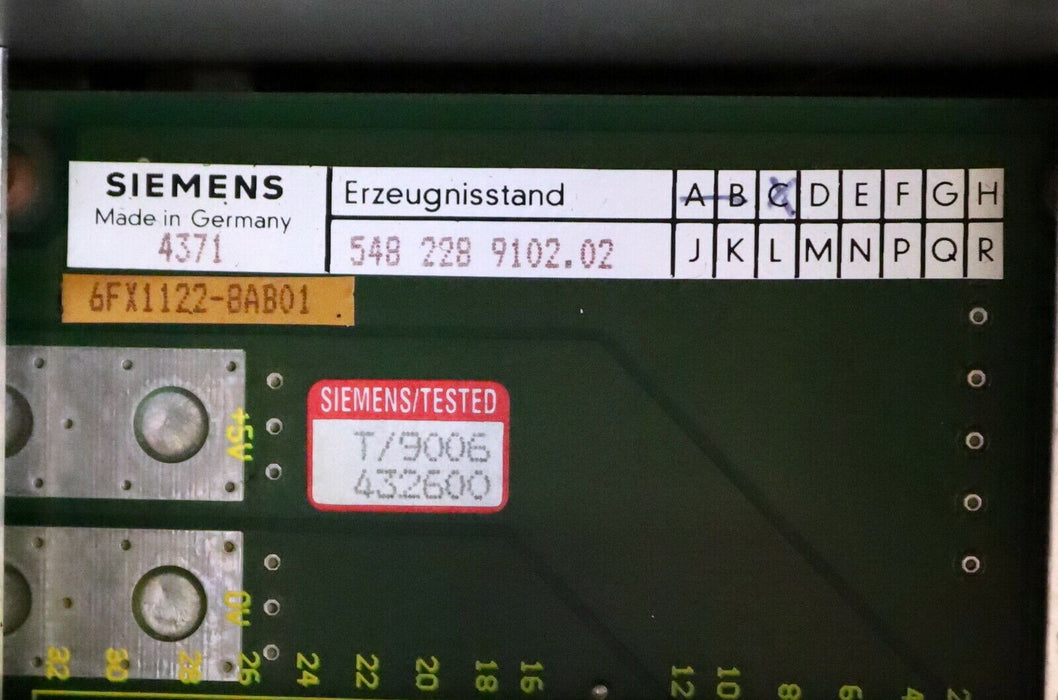 SIEMENS SINUMERIK 3FA4C 6FC3881-2KA-Z T1522084 BGR-Träger 2-Zeiler 6FX1122-8AB01