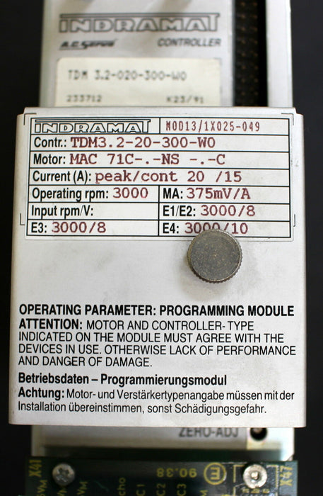 INDRAMAT TDM Servo Controller TDM 3.2-020-300-W0 Mod13/1X025-049