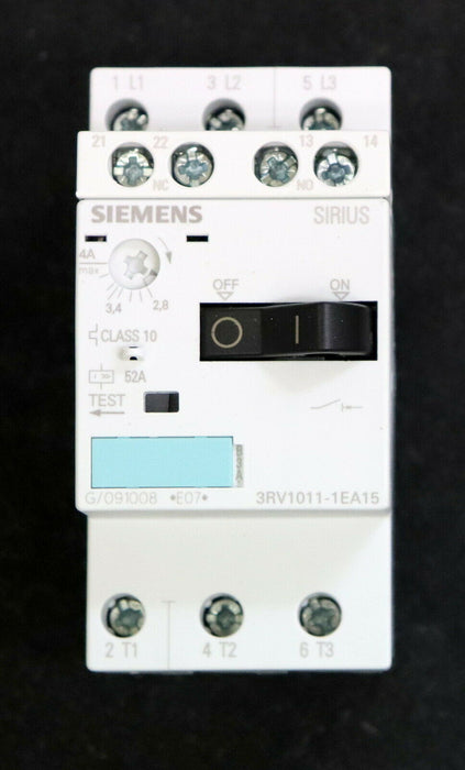 SIEMENS Motorschutzschalter 3RV1011-1EA15 2,8-4A 1NO + 1NC Baugröße S00