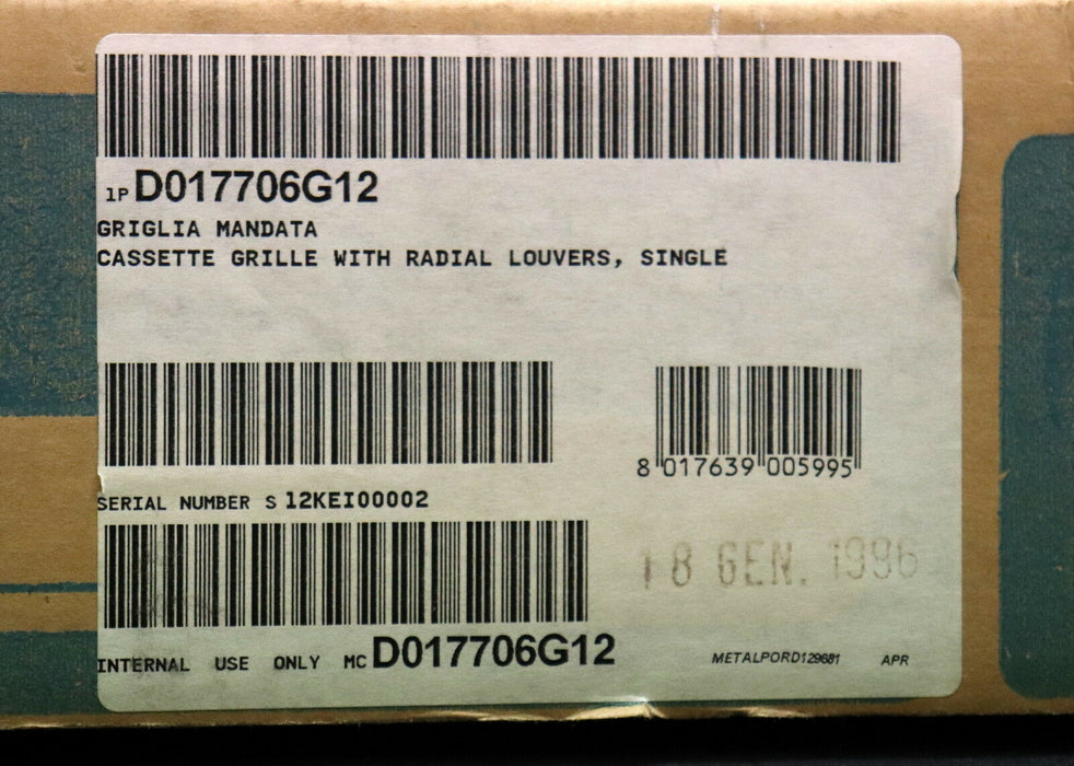 DELCHI KIT Gitter Cassette D017706 G 12 Griglia für Deckenklimagerät - unbenutzt
