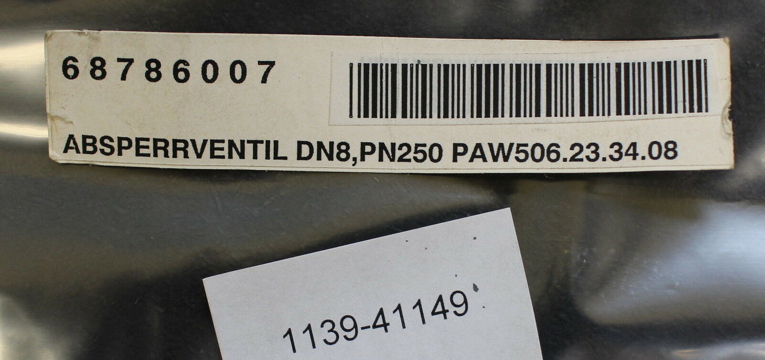 PHÖNIX PAW 1 Hochdruck-Absperrventil DN8 PN250 PAW 113 br>TB 180°C