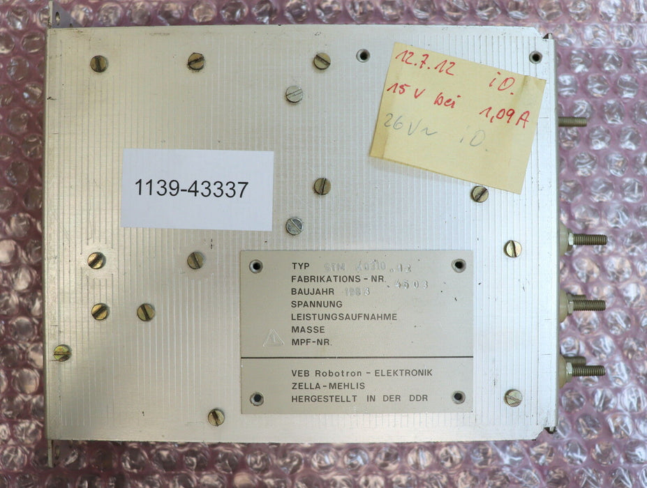 VEB ROBOTRON Stromversorgungsmodul STM K 0310.12 15V/1A/02 35W 220VAC 50/60Hz