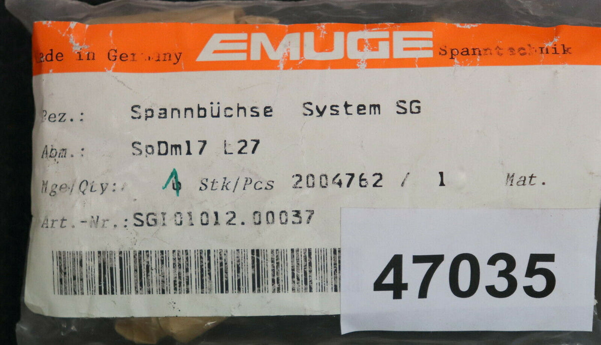 EMUGE Spannbüchse System SG Abmessungen SpDm17 b27 SGI 01012.00037