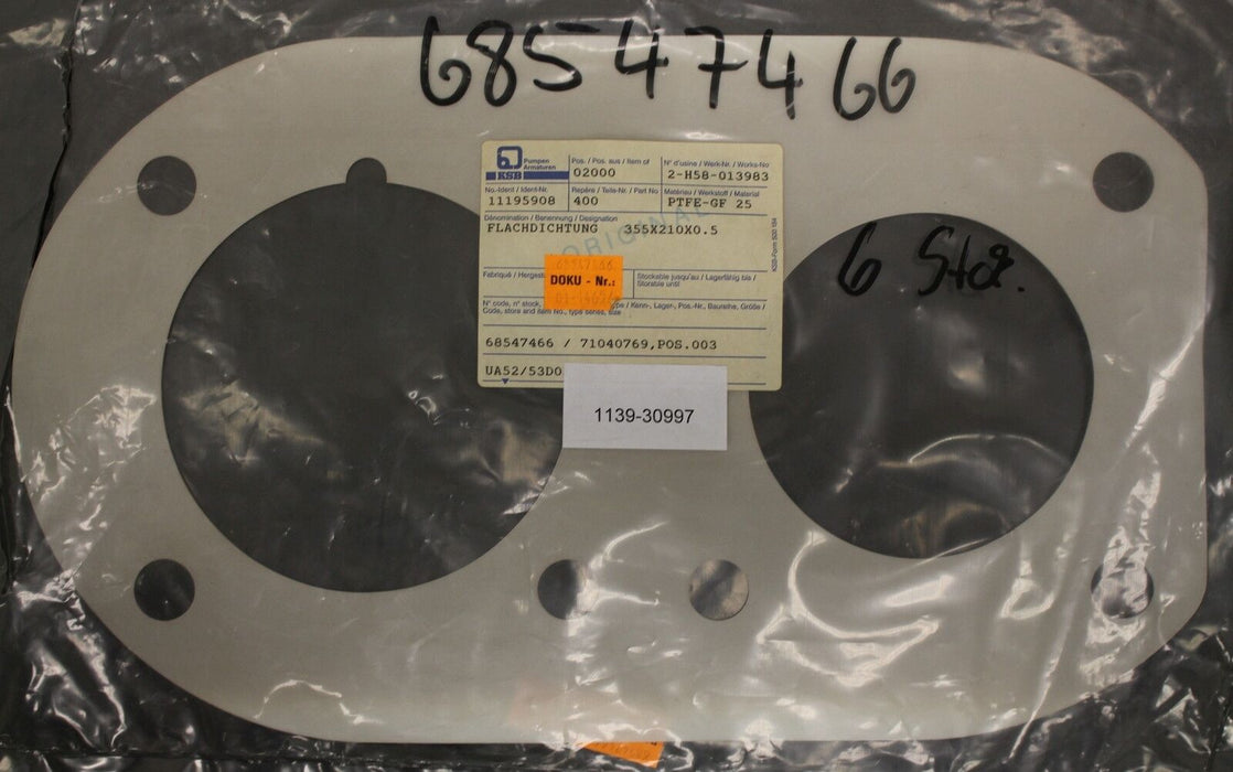 KSB Flachdichtung 210x355x0,5 Teil 400 für Pumpe CTN-CX 100-32 ID-Nr. 905262/1