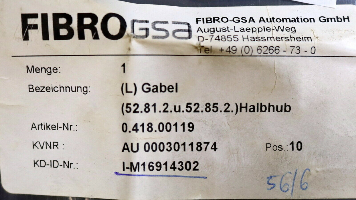 FIBRO (L) Gabel Halbhub Art.Nr. 0.418.00119 - unbenutzt in OVP