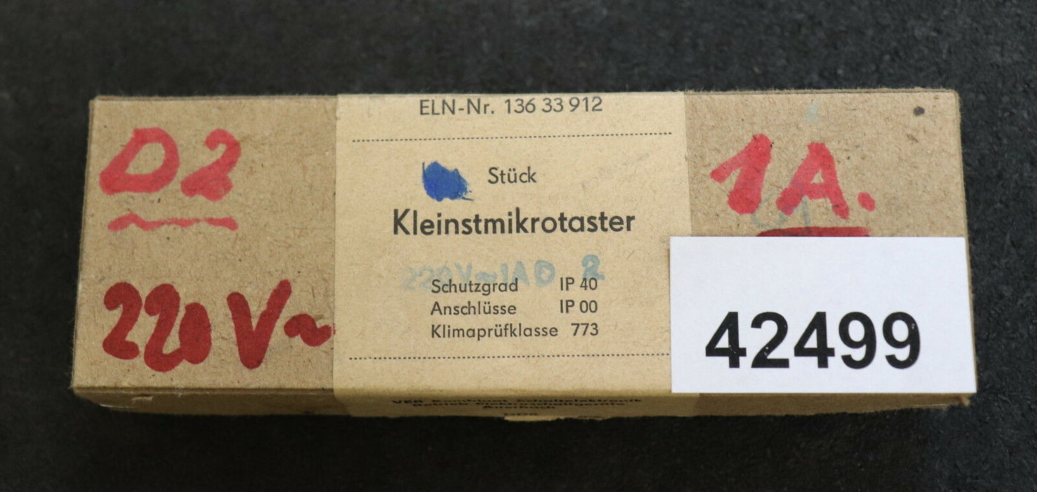 ROBOTRON AUERBACH Kleinmikrotaster D2 220VAC 1A ELN-Nr. 136 33 912