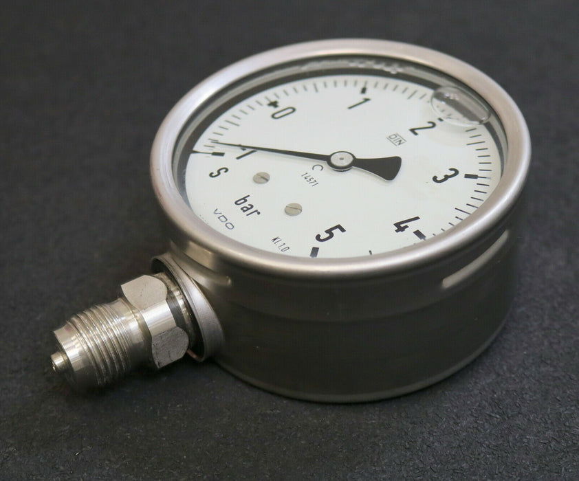VDO Manometer -1…5bar Durchmesser 100mm Anschluss G 1/2" Glycerinfüllung Kl. 1,0