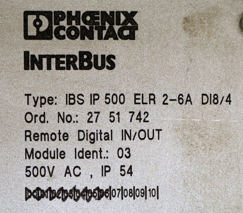 PHOENIX CONTACT Motor Starter Remote IN/OUT IBS IP 500 ELR 2-6A DI8/4 No 2751742