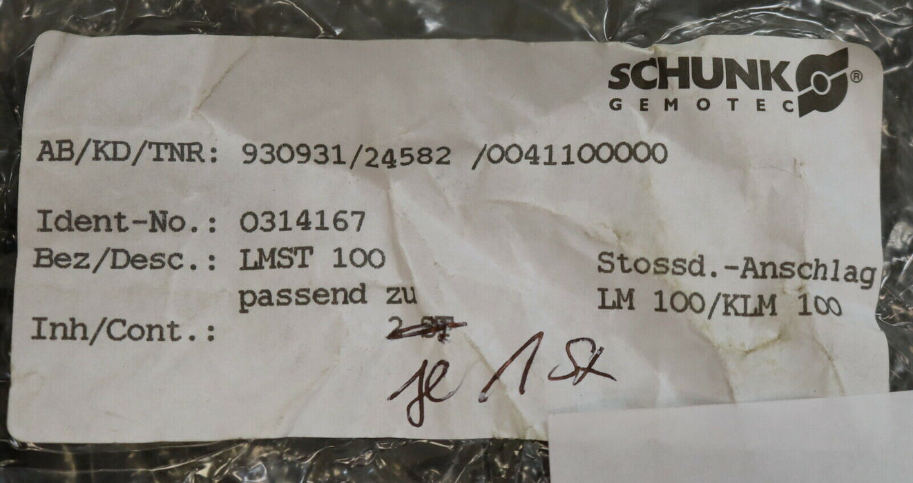 SCHUNK Stoßdämpfer LMST100 ID-Nr. 314167 passend zu LM100 KLM100 shock absorber