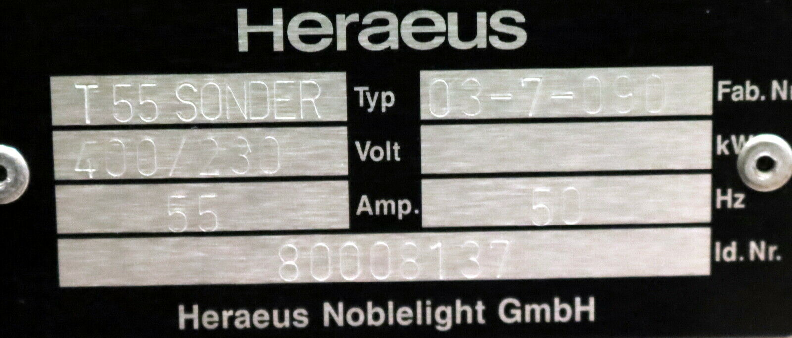 HERAEUS NOBLELIGHT Thyristor-Leistungssteller Heratron T55 SONDER Einschub 19"