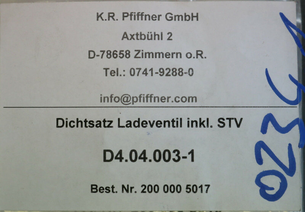 PFIFFNER Dichtsatz Ladeventil D4.04.003-1 Best.Nr. 2000005017 unbenutzt in OVP