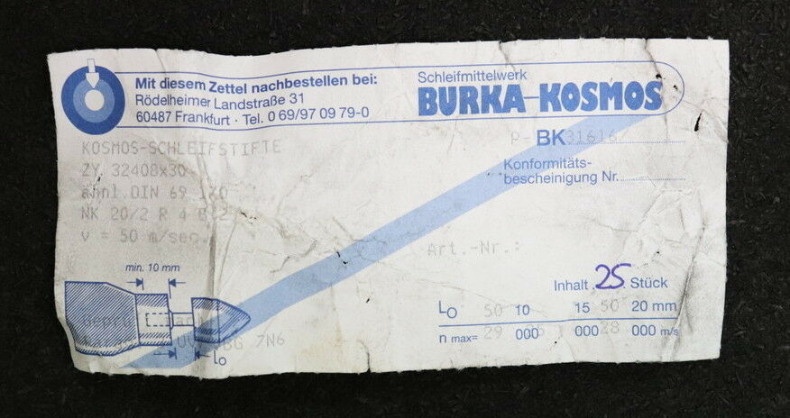 BURKA-KOSMOS 25 Stk Schleifstifte Profiprodukte für Stahlguss ZY 32408x30