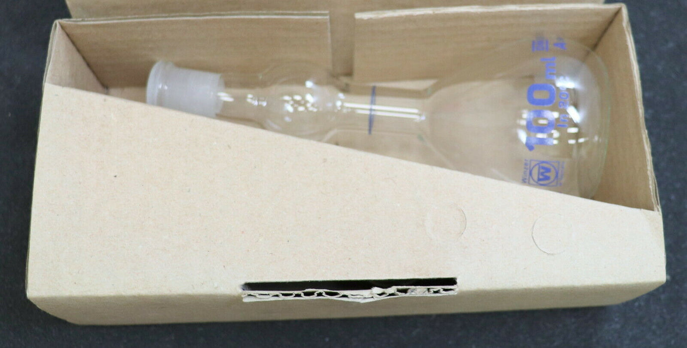 WINZER 6 Stück Glasmesskolben 100ml DIN 12664 A In 20°C mit Kern 14/23