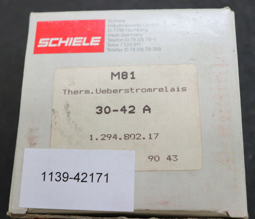 SCHIELE Thermisches Überstromrelais M81 30-42A Art.Nr. 1.294.802.17