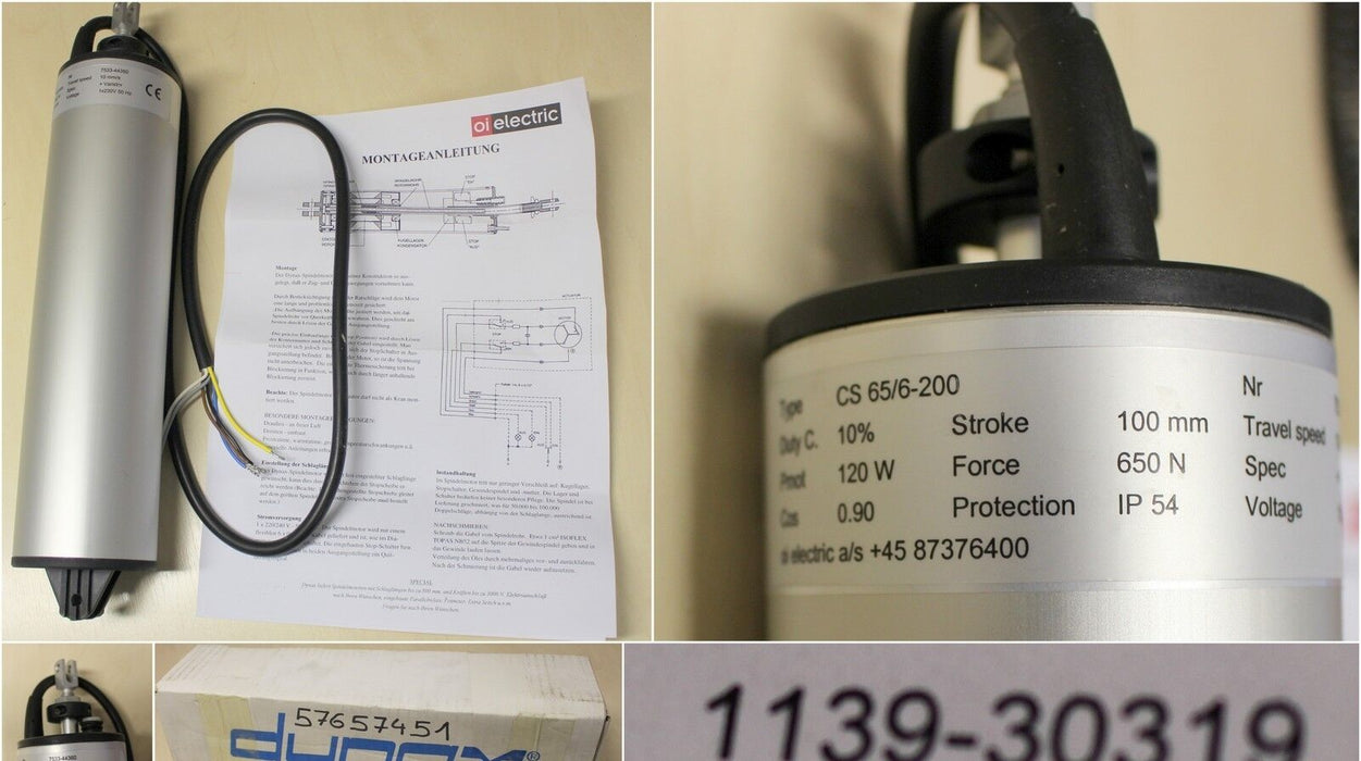 DYNAX Elektrozylinder MOTOR CS 65/6-200 Hub 100mm-120W-650N-IP54-230V/50Hz