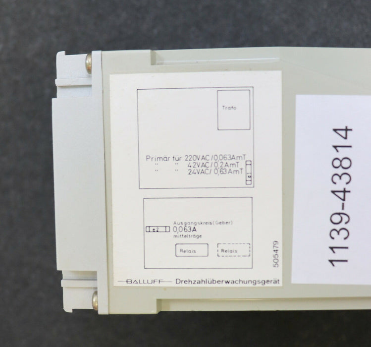 BALLUFF Drehzahlüberwachungsgerät BES 516-604-GZ-3 60 Imp/min Primär für 220VAC