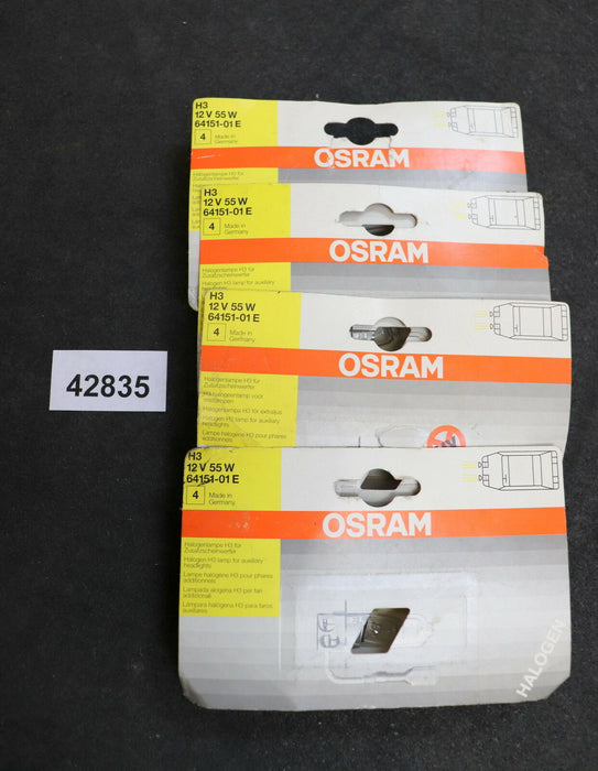 OSRAM 4 Stück Halogenlampe H3 für Zusatzscheinwerfer Typ 64151-01 E 12V 55W
