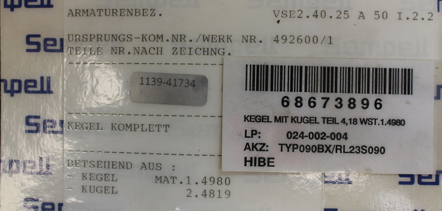 SEMPELL Ersatzteile für Vollhub-Sicherheitsventil in Eckform Typ: VSE2.40.