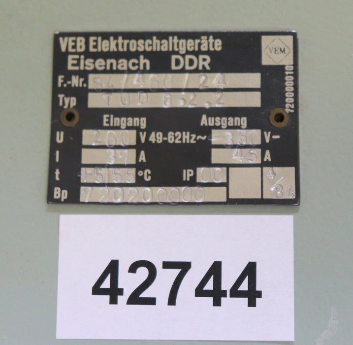 VEM NUMERIK Steuergerät ohne Boards! TUD 6 Typ TUD 6.2.2 Ausgang 360VDC 45A