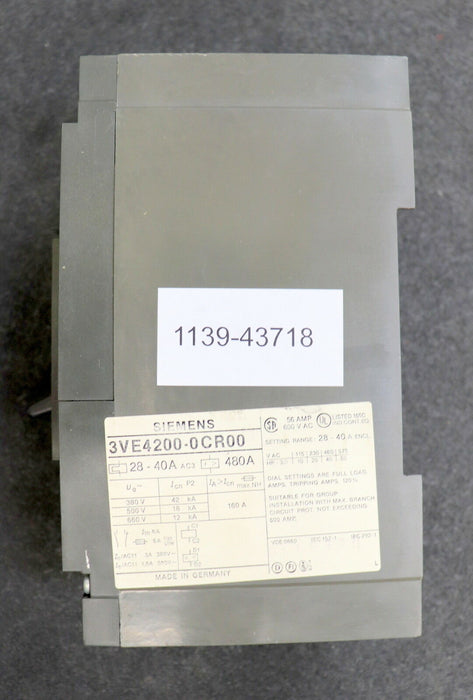 SIEMENS Motorschutzschalter 3VE4200-0CR00 28-40A gebraucht - funktionsfähig - ok