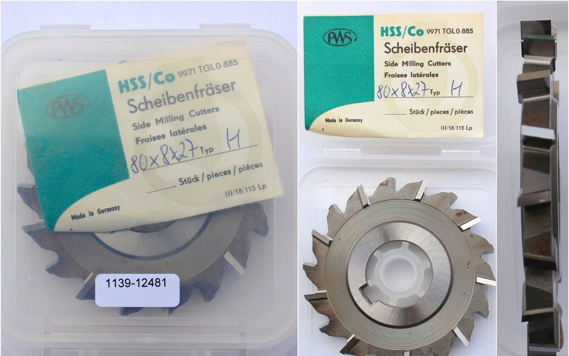 Scheibenfräser DIN 885 Art.-Nr. 14131085 Form A Typ H Ø80js16x8k11xØ27H7