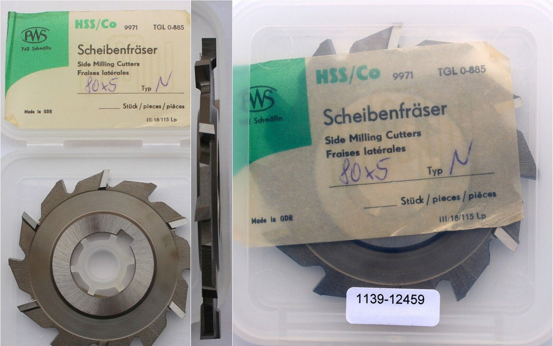 Scheibenfräser DIN 885 Art.-Nr. 14123075 Form A Typ N Ø80js16 x 5k11 x Ø27H7