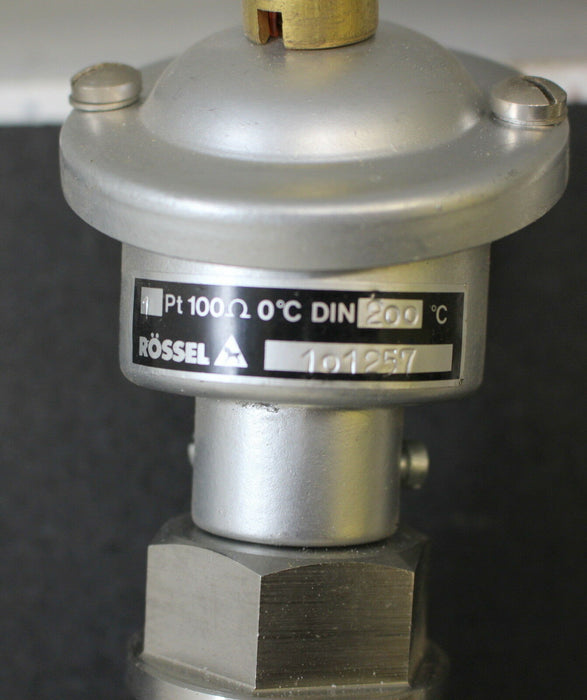 RÖSSEL Widerstandsthermometer 1 Pt 100 Ohm 0°C - DIN 200° - Messstablänge 145mm