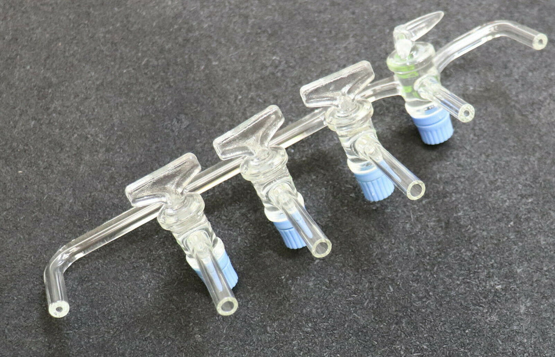 WINZER 4-fach Verteiler fürs Labor mit 4 Glashähnen mit Feststellung Rohr-Ø 8mm