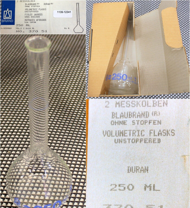 BRAND Messkolben Typ 37051 - 250ml Blaubrand - DURAN - 2 Stück